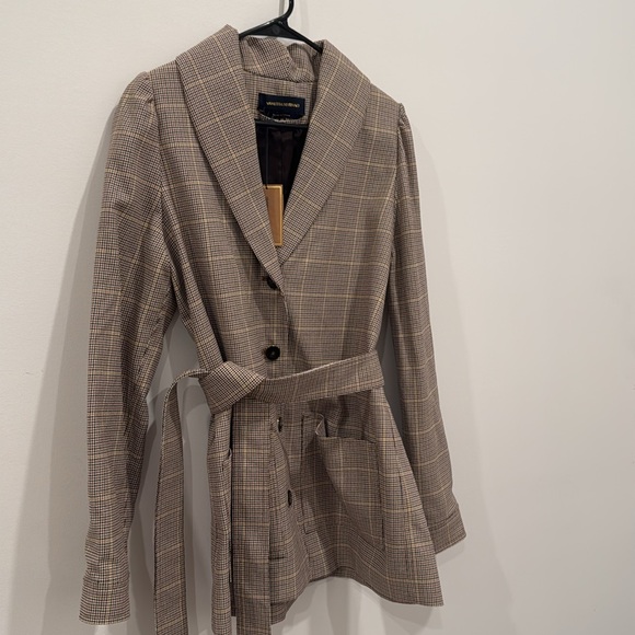 Vanessa Seward NWT Brown Pattern Blazer with adjustable waist sash 🤎 - Picture 3 of 7